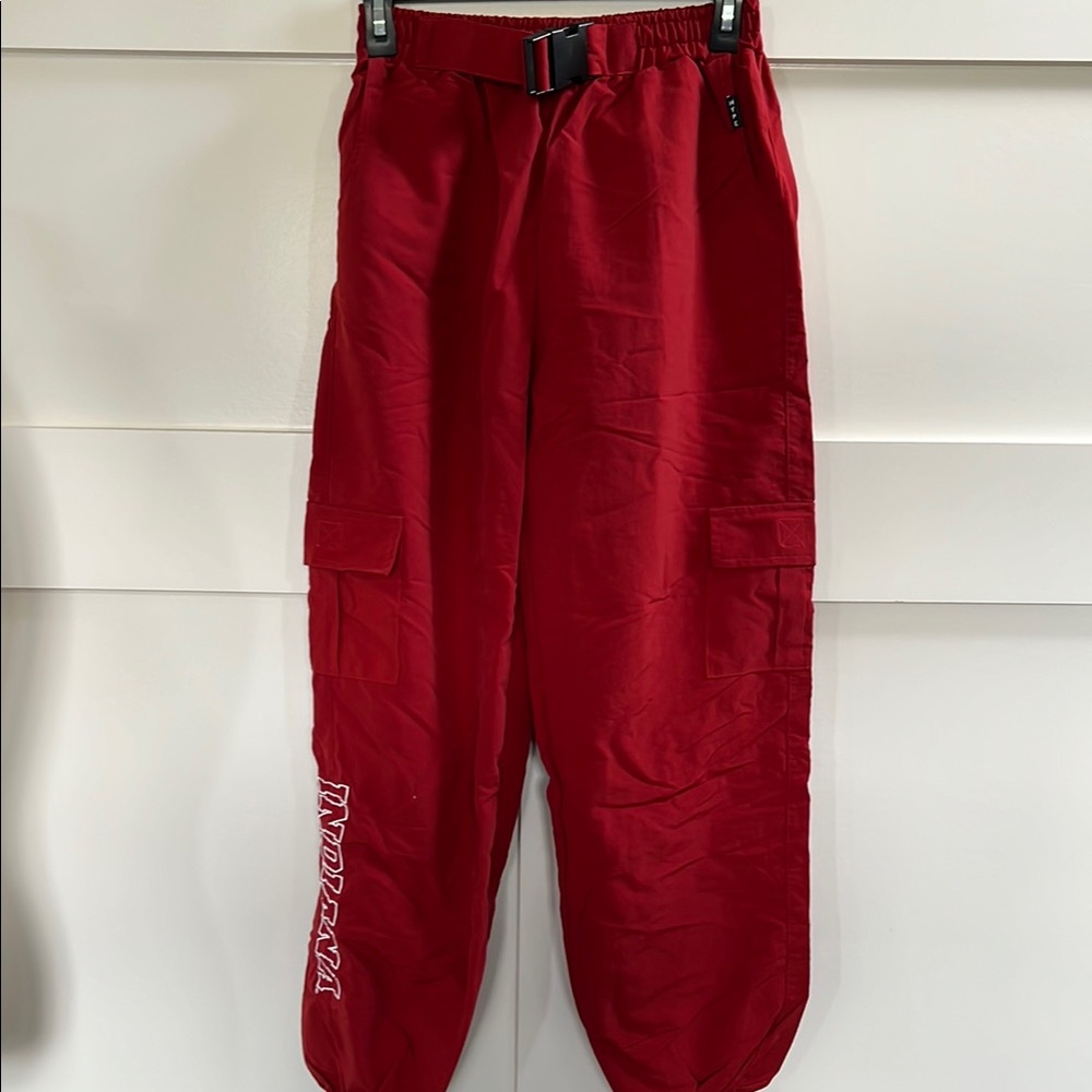 NWT Red Cargo Nylon Pants with Indian Logo